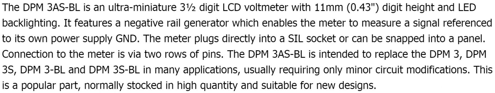מדי תצוגה פנל מטר דיגיטליים LASCAR PANEL METRE DPM 3AS-BL